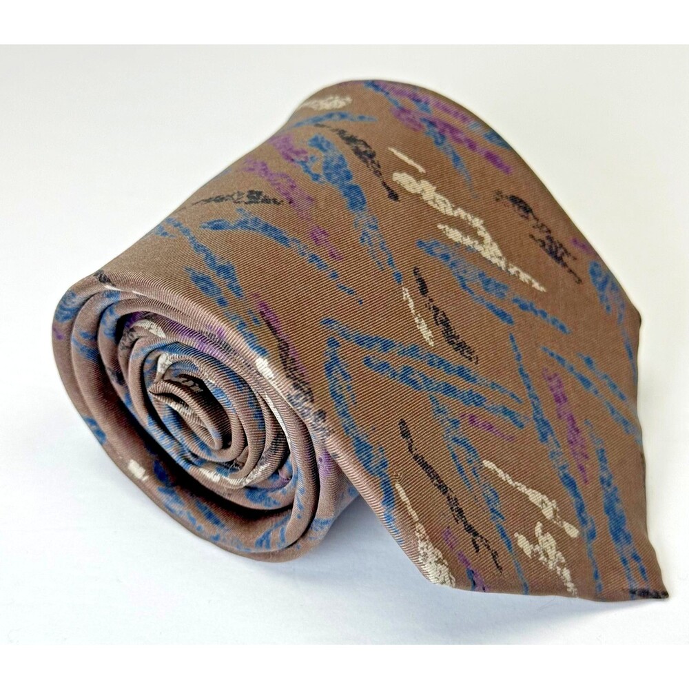 Vintage‎ Fendi Roma Tie Men's Silk Dusty Rose Taupe Abstract Pattern made in USA